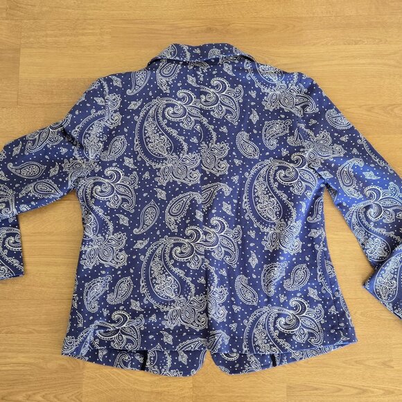 NWOt Blue White paisley Bandana Print Blazer size 12 - Picture 7 of 8